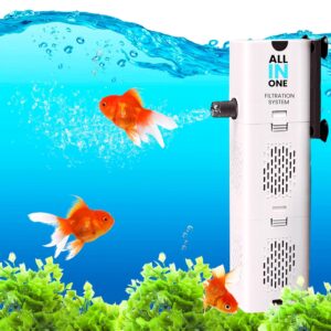 buraq ultra quiet aquarium filter 500f – 6w submersible motor with 500l/h flow | clean & healthy fish tank filter + oxygen pump | easy to maintain...
