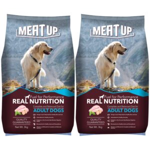 meat up adult dry dog food, 3+3 kg (buy 1 get 1 free), total 6 kg pack