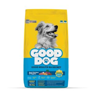 good dog adult dry dog food | oven baked | real chicken & eggs | 1.3 kg | high protein | high palatability | nutritionally formulated with vitamins & minerals | indian herbs | suitable for all breeds