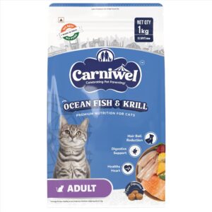 carniwel ocean fish & antarctic krill adult dry cat food 1 kg | fresh & natural ingredients | highly palatable | supports healthy skin & glossy