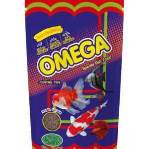 omega one, special fish food with spirulina for colour,growth & jelly enhancer floating type micro 1 mm pellet 20 gm,all life stages