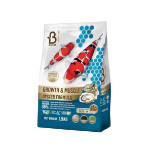 boost koi super premium koi fish food with squid liver meal, for growth & muscle oyster formula large 8mm pellet 1.5 kg,all life stages